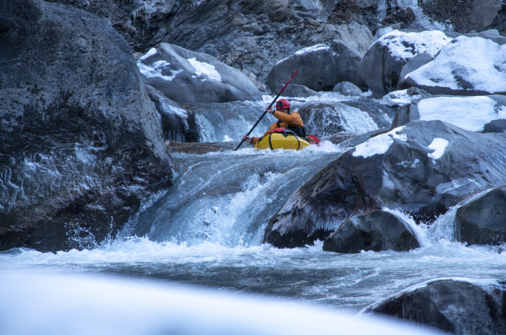 Packraft sur l'Ubaye, ex-Infrans du Bas