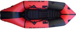 Packraft autovideur monoplace rouge et noir