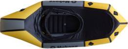 packraft monoplace gris et jaune avec pontage